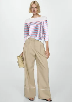 MANGO Koszulki*Koszulka w paski z dekoltem w łódkę