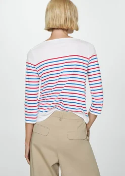 MANGO Koszulki*Koszulka w paski z dekoltem w łódkę