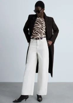 MANGO Koszulki*Koszulka w zebrę z asymetrycznym dekoltem