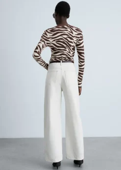 MANGO Koszulki*Koszulka w zebrę z asymetrycznym dekoltem