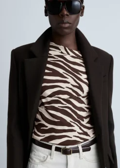 MANGO Koszulki*Koszulka w zebrę z asymetrycznym dekoltem