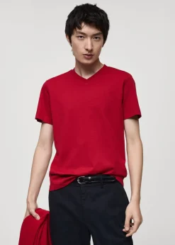 MANGO Koszulki*Koszulka z 100% bawełny slim fit z dekoltem w serek