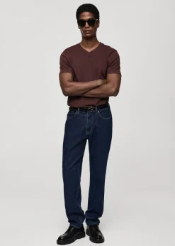 MANGO Koszulki*Koszulka z 100% bawełny slim fit z dekoltem w serek