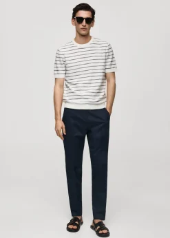 MANGO Koszulki*Koszulka z bawełnianej dzianiny w paski