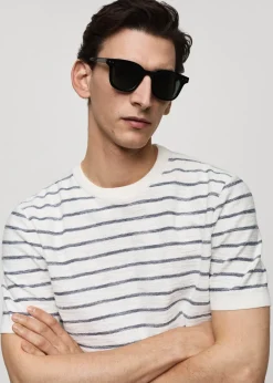 MANGO Koszulki*Koszulka z bawełnianej dzianiny w paski