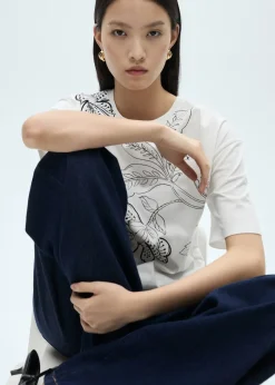 MANGO Koszulki*Koszulka z bawełny z nadrukiem kwiatu