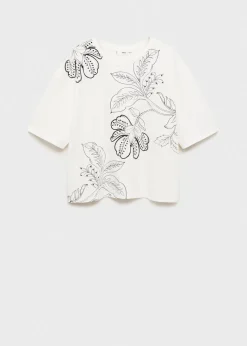 MANGO Koszulki*Koszulka z bawełny z nadrukiem kwiatu