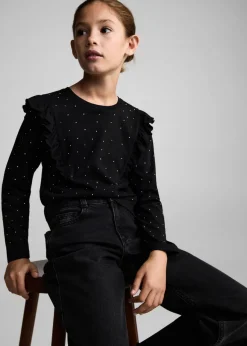 Dzieci MANGO Koszulki I Topy*Koszulka z cyrkoniami i falbanką