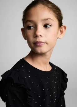 Dzieci MANGO Koszulki I Topy*Koszulka z cyrkoniami i falbanką