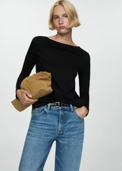 MANGO Koszulki*Koszulka z dekoltem w łódkę i długim rękawem