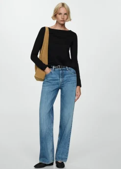 MANGO Koszulki*Koszulka z dekoltem w łódkę i długim rękawem