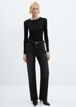 MANGO Koszulki*Koszulka z długim rękawem i okrągłym dekoltem