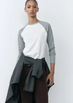 MANGO Koszulki*Koszulka z długimi kontrastowymi rękawami