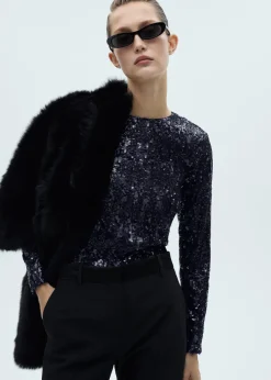 MANGO Koszulki*Koszulka z długimi rękawami i cekinami
