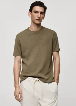 MANGO Koszulki*Koszulka z dzianiny bawełnianej