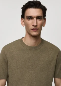 MANGO Koszulki*Koszulka z dzianiny bawełnianej