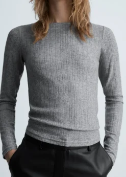 MANGO Koszulki*Koszulka z dzianiny pointelle z długimi rękawami