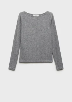 MANGO Koszulki*Koszulka z dzianiny pointelle z długimi rękawami