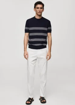 MANGO Koszulki*Koszulka z dzianiny z bawełny i modalu w paski