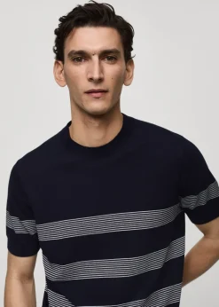 MANGO Koszulki*Koszulka z dzianiny z bawełny i modalu w paski