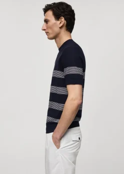 MANGO Koszulki*Koszulka z dzianiny z bawełny i modalu w paski