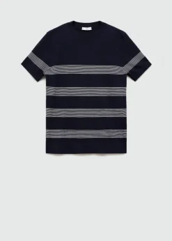 MANGO Koszulki*Koszulka z dzianiny z bawełny i modalu w paski