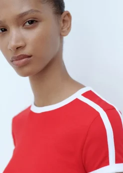 MANGO Koszulki*Koszulka z dzianiny z kontrastowym zakończeniem