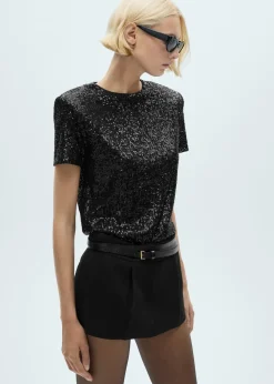 MANGO Koszulki*Koszulka z krótkim rękawem i cekinami