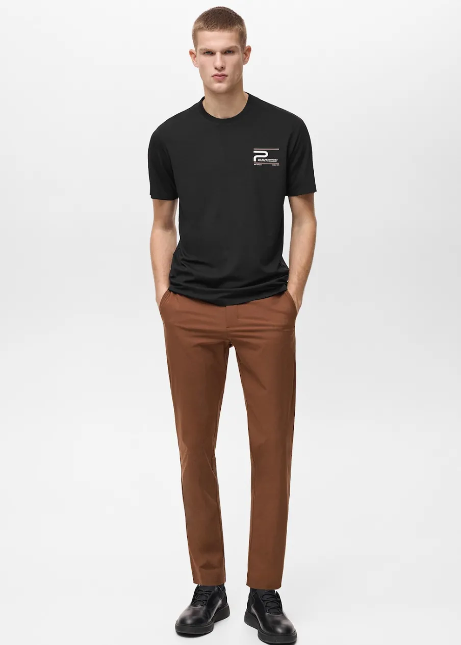 MANGO Koszulki*Koszulka z materiału comfort stretch z nadrukiem