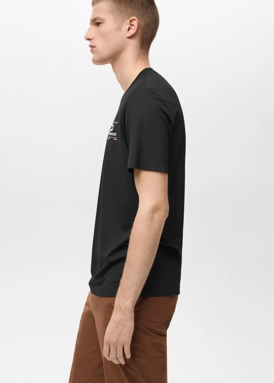 MANGO Koszulki*Koszulka z materiału comfort stretch z nadrukiem