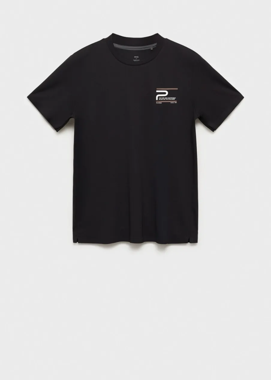 MANGO Koszulki*Koszulka z materiału comfort stretch z nadrukiem