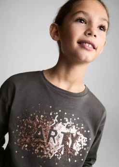 Dzieci MANGO Koszulki I Topy*Koszulka z nadrukiem i cekinami