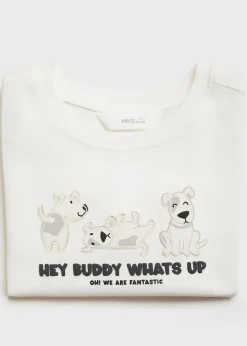 Dzieci MANGO Koszulki*Koszulka z nadrukiem z haftowanymi konturami