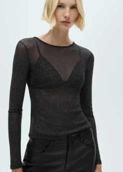 MANGO Topy|Koszulki*Koszulka z półprzezroczystego lureksu