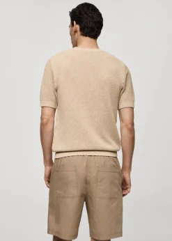 MANGO Koszulki*Koszulka z teksturowanej dzianiny bawełnianej