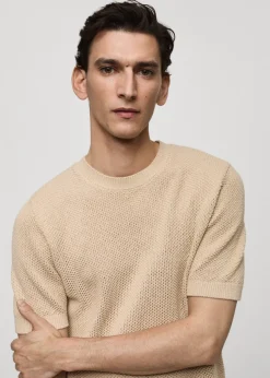 MANGO Koszulki*Koszulka z teksturowanej dzianiny bawełnianej