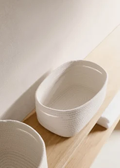 MANGO Kosze Do Sypialni|Kosze Do Salonu*Koszyk do przechowywania z 100% bawełny 27 x 17 cm