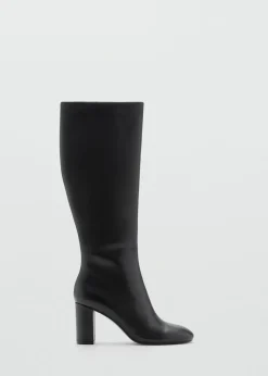 MANGO Buty|Akcesoria Skórzane*Kozaki skórzane z wysoką cholewką