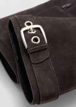 MANGO Buty*Kozaki ze skóry dwoiny ze sprzączkami