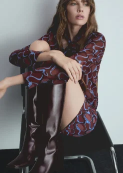 MANGO Buty|Akcesoria Skórzane*Kozaki ze skóry z suwakiem