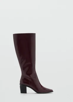 MANGO Buty|Akcesoria Skórzane*Kozaki ze skóry z suwakiem