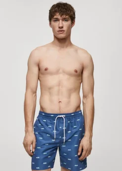 MANGO Więcej Akcesoriów*Kąpielówki z troczkami i nadrukiem w espadryle