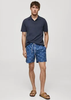 MANGO Więcej Akcesoriów*Kąpielówki z troczkami i nadrukiem w espadryle