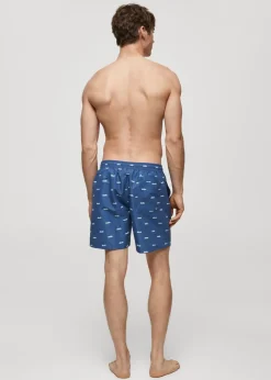 MANGO Więcej Akcesoriów*Kąpielówki z troczkami i nadrukiem w espadryle