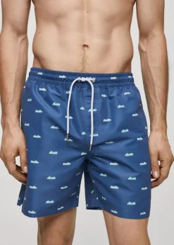 MANGO Więcej Akcesoriów*Kąpielówki z troczkami i nadrukiem w espadryle