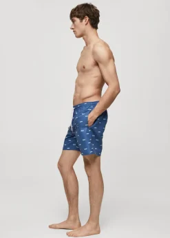 MANGO Więcej Akcesoriów*Kąpielówki z troczkami i nadrukiem w espadryle