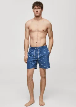 MANGO Więcej Akcesoriów*Kąpielówki z troczkami i nadrukiem w espadryle