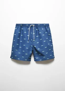 MANGO Więcej Akcesoriów*Kąpielówki z troczkami i nadrukiem w espadryle