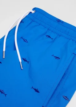 MANGO Więcej Akcesoriów*Kąpielówki z troczkami i wyhaftowanym motywem ryby