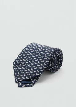 MANGO Krawaty, Muszki I Chusteczki Do Nosa*Krawat z 100% jedwabiu morwowego z nadrukiem w psy